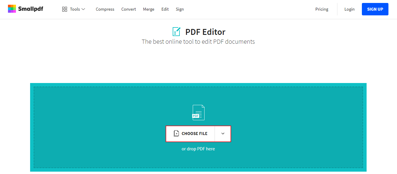 elegir archivo del editor de pdf