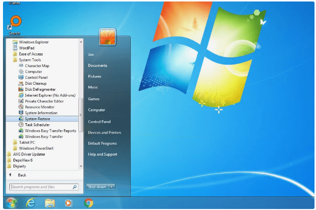 buscar restaurar sistema para restaurar windows 7