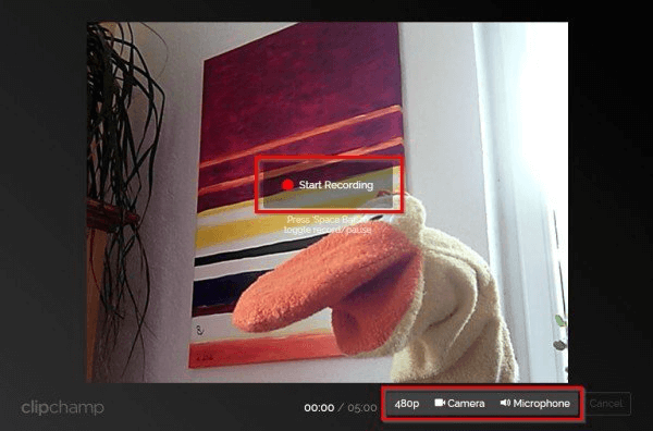 cómo usar clipchamp webcam online recorder